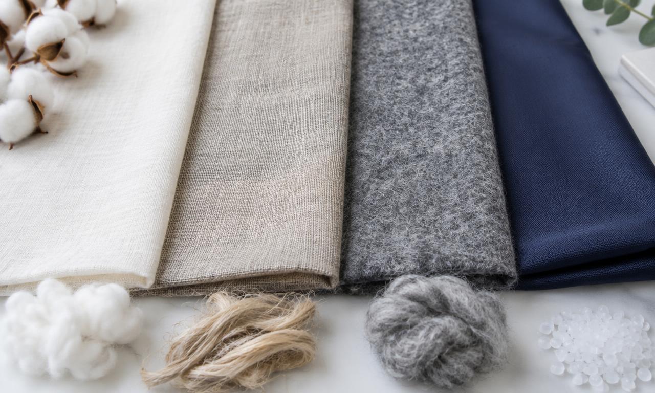 Different textile swatches and their visible fibre textures