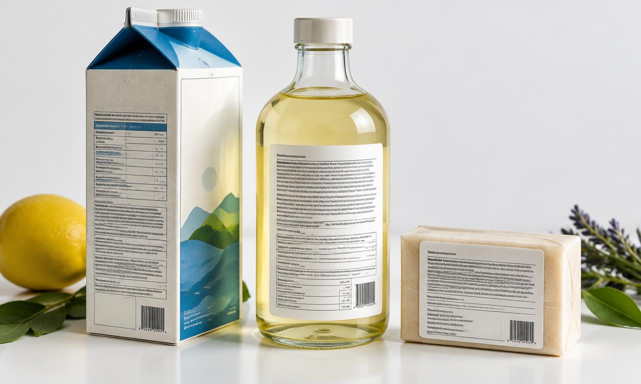 Illustrated ingredient panels on unbranded packages