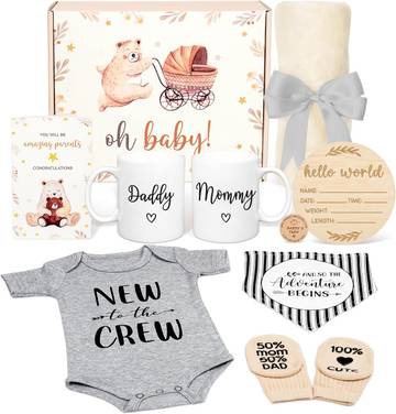 New Mom Gifts for Women, 9 Pcs Best Pregnancy Gifts Basket for New Parents
