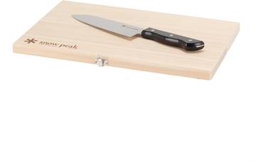 Snow Peak Cutting Board and Knife Set, Foldable, Natural Birch Wood, Stainless Steel Knife