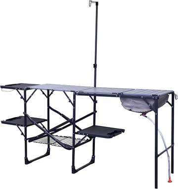 Master Cook Station Portable Folding Kitchen Table with Soft Shell Sink