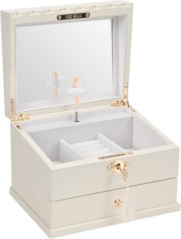 Lihou PapaQ Wooden Ballerina Medium Musical Jewelry Box with Mirror and Lock