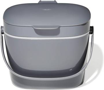 OXO Good Grips Easy-Clean Compost Bin, Charcoal, 1.75 Gal/6.62 L