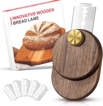 UFO Bread Lame Dough Scoring Tool, Magnetic Sourdough Scoring Tool, Black Walnut Bread Lame Cutter Scoring Knife for Bread Baking Includes 5 Replaceable Razor Blades for Bread Baking