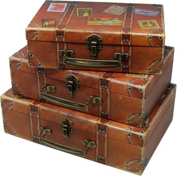 Blue Orchards Decorative Travel-Themed Paperboard Boxes
