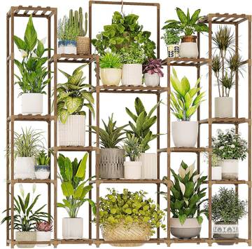 Boggs Potted Wooden Plant Stand for Indoor Outdoor