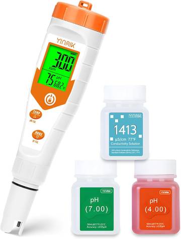 YINMIK pH Meter for Hydroponics, 4 in 1 PPM EC Meter for Plant Nutrients