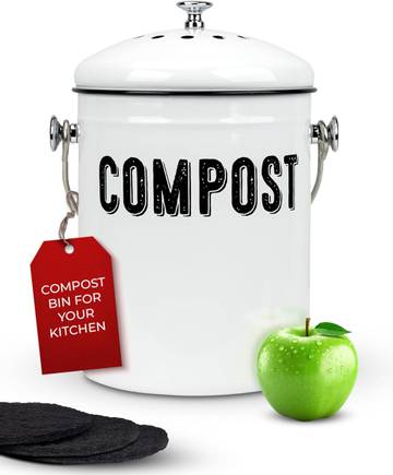Kitchen Compost Bin 1.3 Gallon with Charcoal Filters