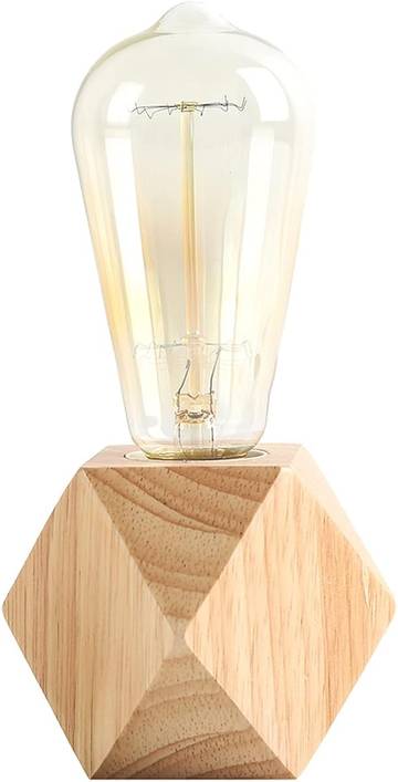 LED Table Lamp with Wooden Base - IndustrialModern Lamp for Bedroom Office Living Room