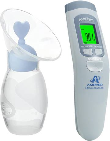 Manual Silicone Breast Pump & No Touch Forehead Thermometer