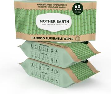 Mother Erth Bamboo Flushable Wipes for Sensitive Skin
