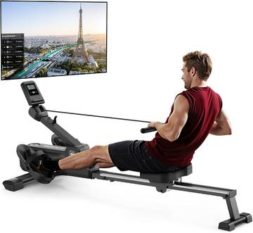 Merach Foldable Rowing Machines for Home, Magnetic Rowing Machine with 16-Level, Compact Row Saves 20% Space, 350 LBS Load Capacity, Free MERACH App and 1000+ Champion Coaching Course & Games