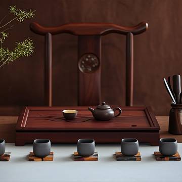 JIKUGO Bamboo Tea Tray Chinese Kungfu Tea 19.5x13.3x2.55in Serving Tray Vintage Tea Set Office Tea Tray Gongfu Water Storage Bamboo Tea Table Large