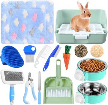 Reallnaive 15 Pcs Rabbit Starter Kit Small Litter Box Gift, Green