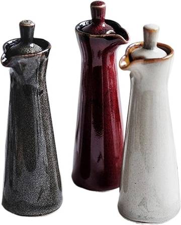 Japanese Gradient Glaze Ceramic Oil Bottle With Lid Kitchen Condiment Jar