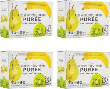 White Leaf Baby Food Pouches, Toddler Snack, Pear + Banana + Kiwi, 24 Pack