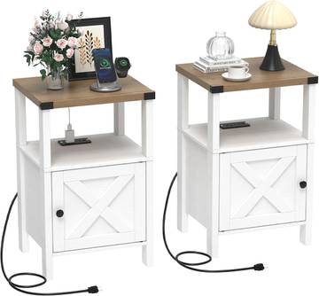 Farmhouse Wood Top Side Table with Hairpin Legs