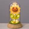 Eternal Sunflower Gifts for Women, Crochet Artificial Sun Flower Decor in Plastic Dome with LED