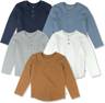 Organic Cotton Long Sleeve Henley Shirts 5-Pack