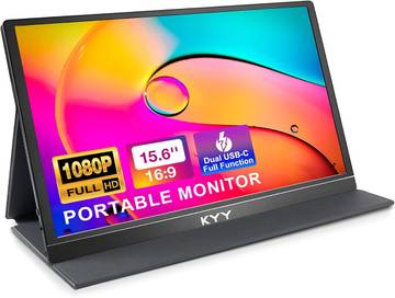 KYY 15.6'' FHD Portable Monitor with USB C, 1080P Full HD Resolution, External Portable Monitor for Laptop/PC/Mac/PS/Xbox/Switch, 15.6 Inch