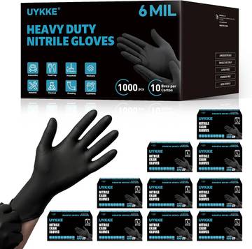 Nitrile Gloves HEAVY DUTY 6 Mil Disposable Rubber Black Gloves Large