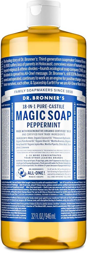 Dr. Bronner's 18-in-1 Hemp Peppermint Pure-Castile Liquid Soap