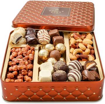 Bonnie and Pop Gift Basket - Assorted Chocolates, Nuts & Snacks