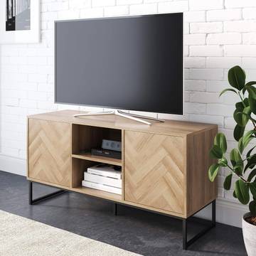 Reclaimed Wood FSC Certified TV Console with shelves and doors