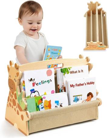 Toddler Bookshelf Double-Sided with 4 Tier Deep Sleeves