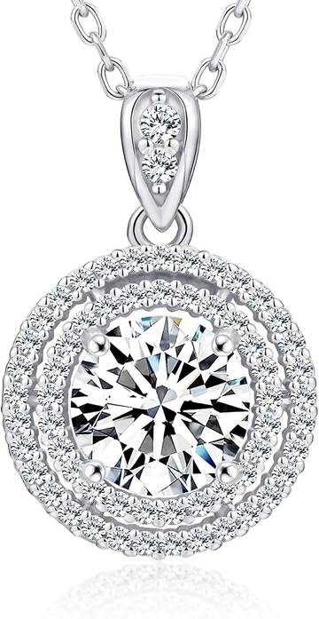 1-4CT Moissanite Necklace, S925 Sterling Silver, 18K Gold Vermeil Halo Pendant