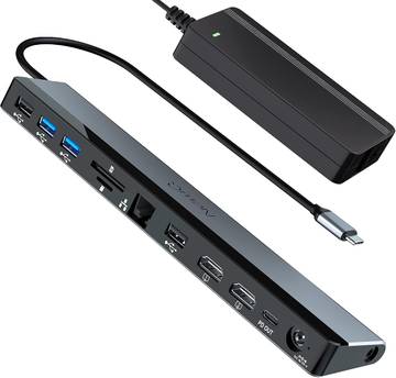 NewQ 12-in-1 Thunderbolt 3 Dual Monitor Dock, 4K HDMI, 4 USB, Audio, Ethernet, SD/TF Slot