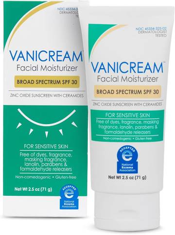 VaniCream Moisturizing Mineral Sunscreen, Sun Protection Broad Spectrum SPF 50, Hypoallergenic, Lightweight, 3 Fluid Ounces