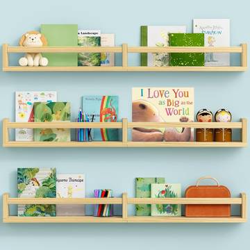 Ons stabilized natural wood floating shelves, 3-pack, for kids room