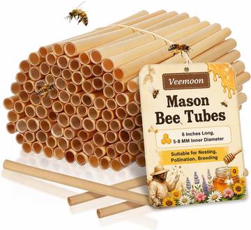 100pcs Natural Mason Bee Tubes, 6inch Reed Tubes Refills for Bee House