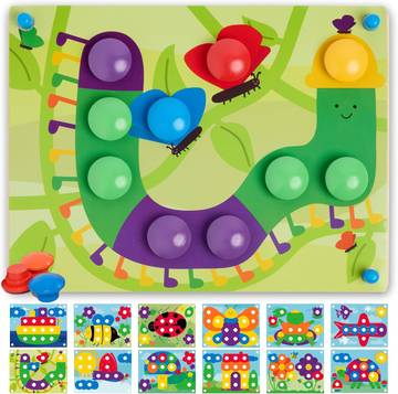Nene Toys Wooden Color Matching Pegboard Puzzle for Toddlers Ages 2+