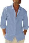 Men's Breathable Hemp-Linen Shirt - Light Blue