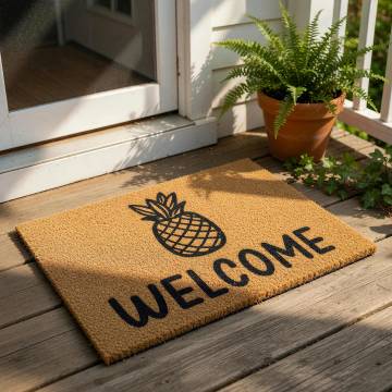Pineapple Welcome Mat - New Home Decor - Rustic Coir Doormat for New House, Weddings, Housewarming, Porch, Entryway