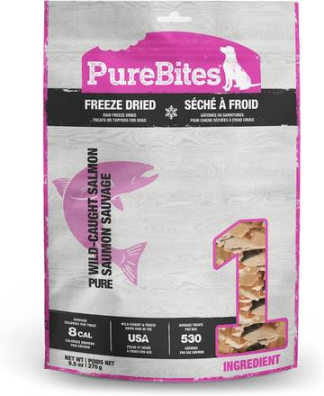 PureBites Salmon Single Ingredient Freeze Dried Dog Treats, 9.5 oz