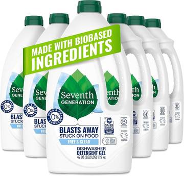 Seventh Generation Dishwasher Detergent Gel, Free & Clear, 42 oz, Pack of 6