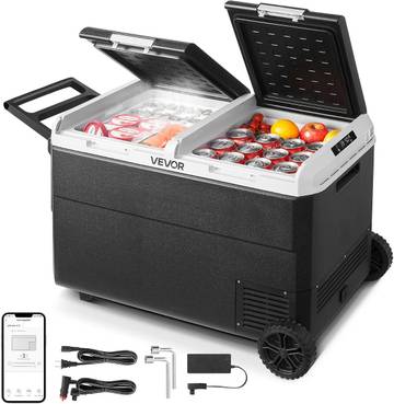 VEVOR 12V Car Refrigerator, 100.4QT/95L Portable Car Fridge Dual Zone