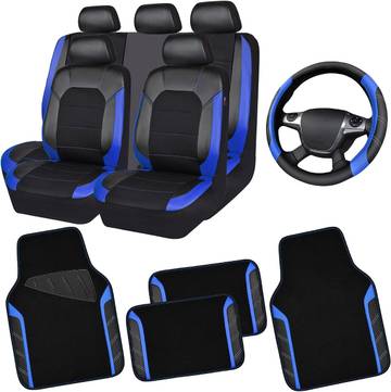 CAR PASS Air Mesh Leather Car Seat Covers Full Set