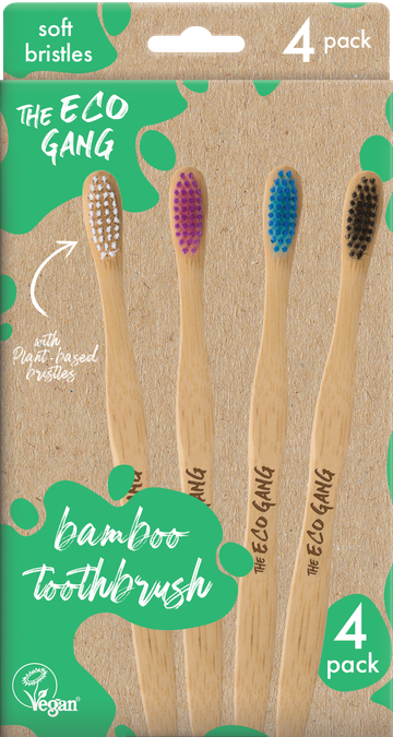 Eco willingness Toothbrush - 4 Pack Adult Toothbrush with Bamboo Handle and Charcoal Bristles