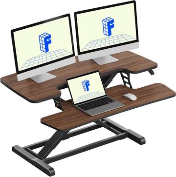 Mojo Mosotimer Bamboo Standing Desk Converter - Height Adjustable Sit Stand Desk Workstation - Compact, Lightweight, Eco-friendly, Office & Home Use