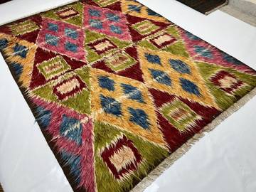 Umpheti Hand-Knotted Pink and Grey Moroccan Shag Rug 6' x 8'