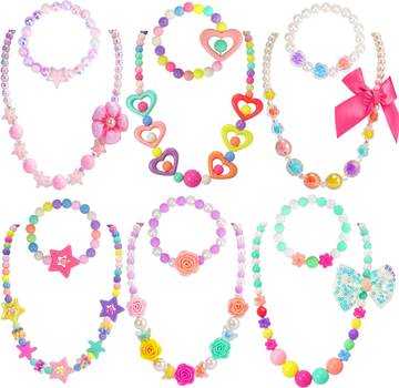 Kids Classic Jewelry Necklace and Bracelet Set (6 Sets)