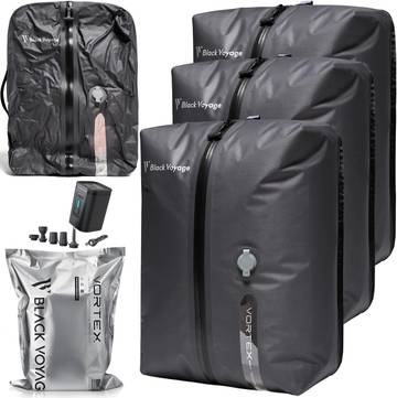 Voyage Reusable Vacuum Compression Travel Bag for Carry-On Suitcase and Backpack, Gray, Small (3-Pack)+P