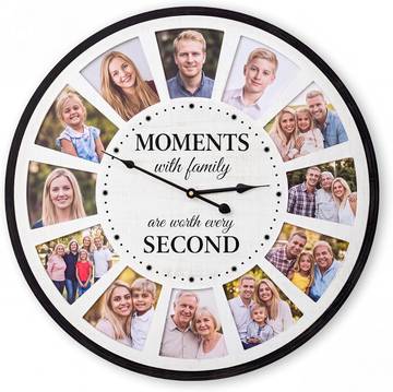 24 Inch Christmas Family Photo Wall Clock