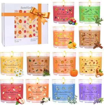 Fall Scented Candles Gift Set, 12 Pack Soy