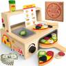 Wooden Pizza Toy, 48 PCS Montessori Pretend Play Food