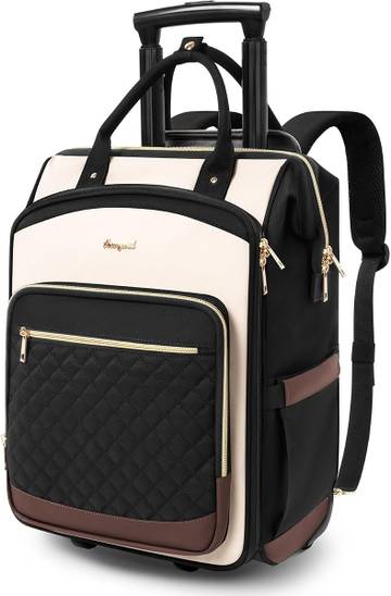 Rolling Backpack for Women with Wheels and Laptop Compartment